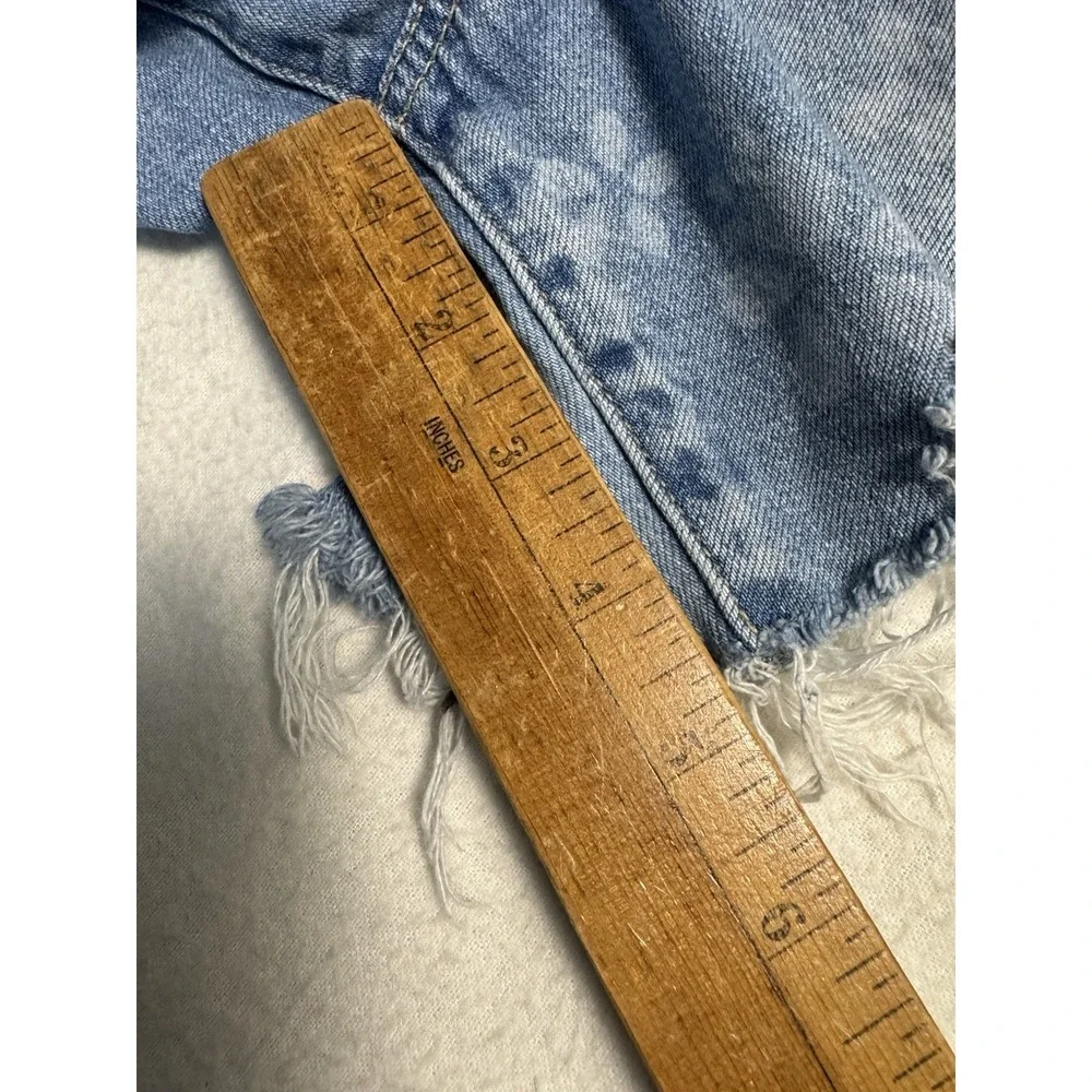 American Eagle Womens Highest Rise Baggy Denim Jean Shorts Sz 12 Blue Distressed